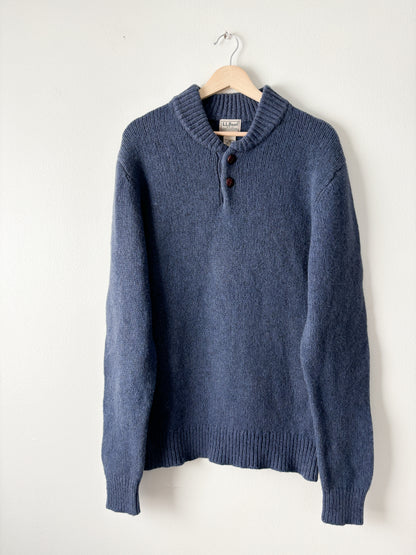 Vintage LL Bean Blue Henley Knit