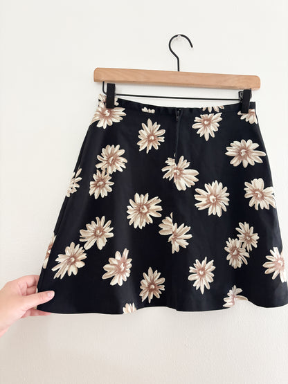 Vintage black floral mini skirt (26”)