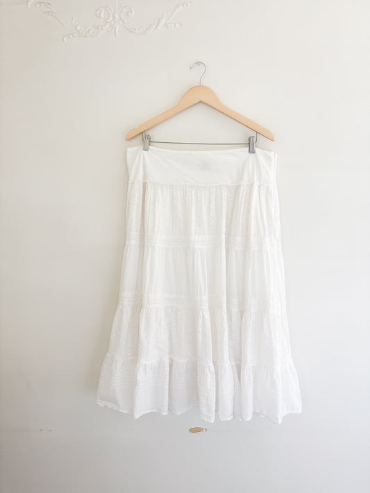 Vintage Cotton Tiered Skirt (XL)
