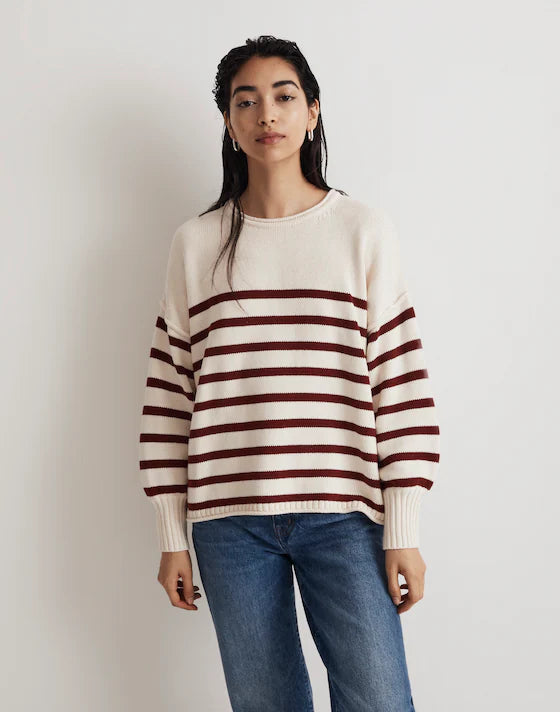 NWT Madewell Conway Green Striped Sweater (L)