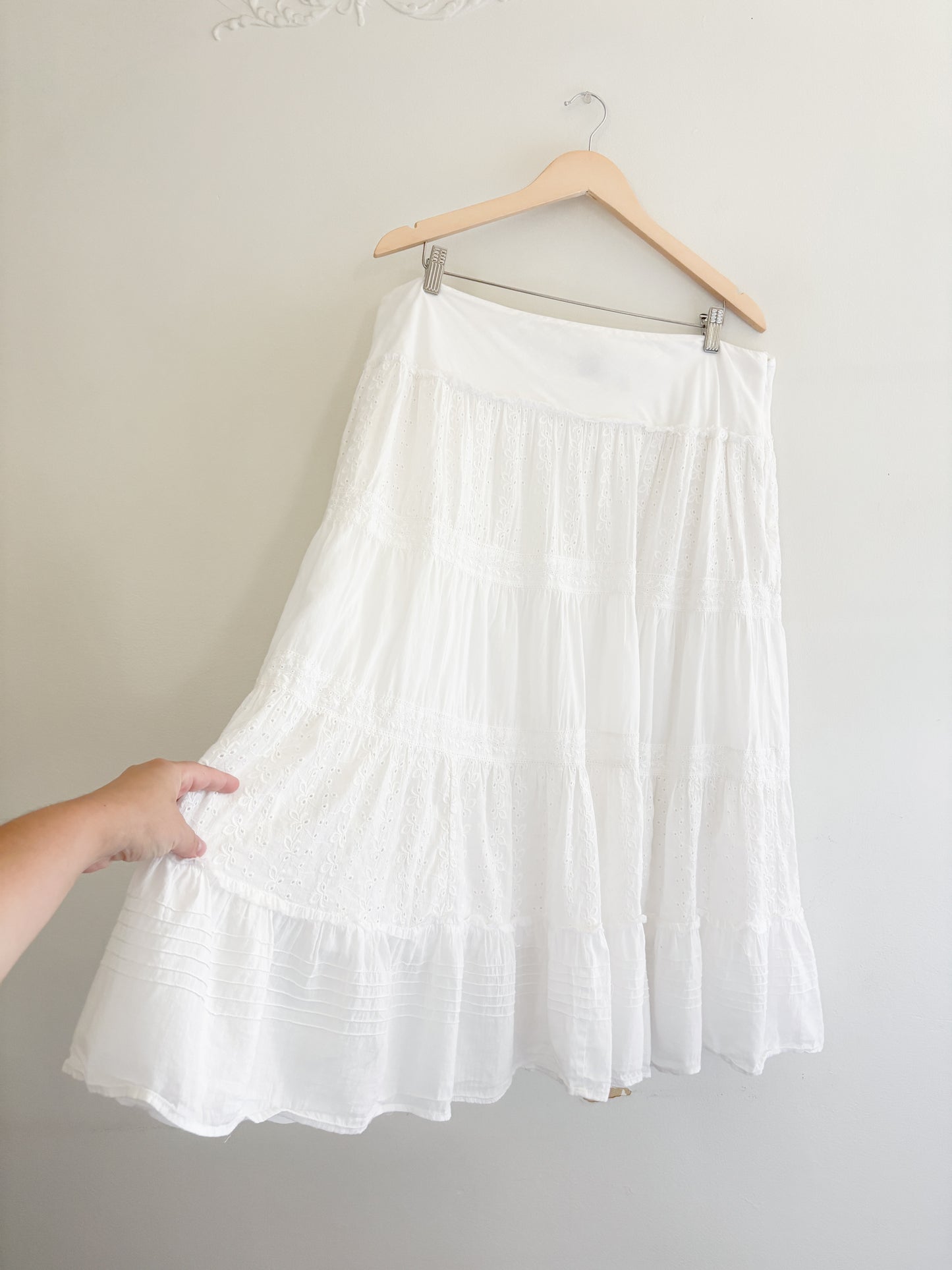 Vintage Cotton Tiered Skirt (XL)