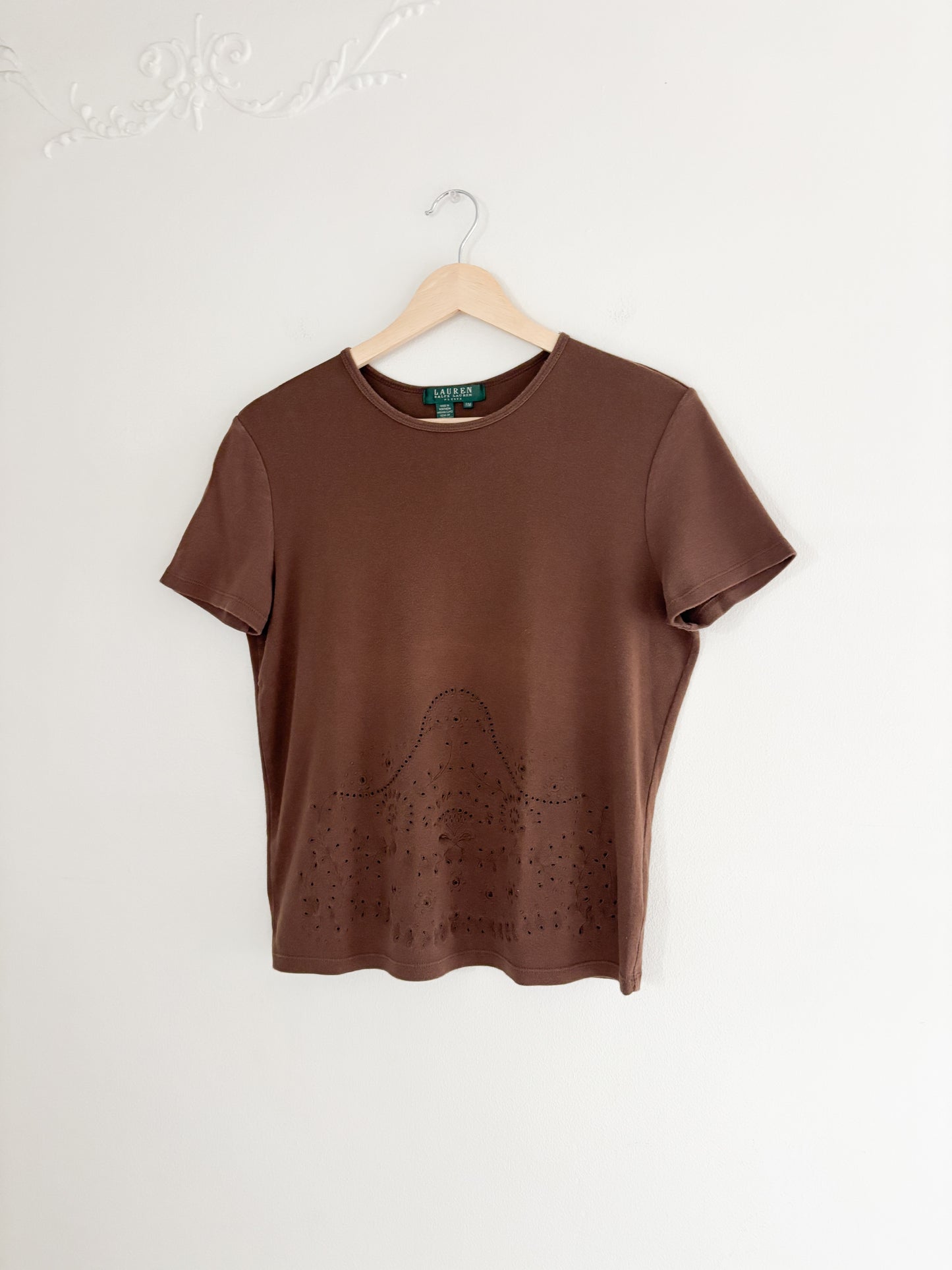 Vintage Ralph Lauren Brown Eyelet Tee (M)