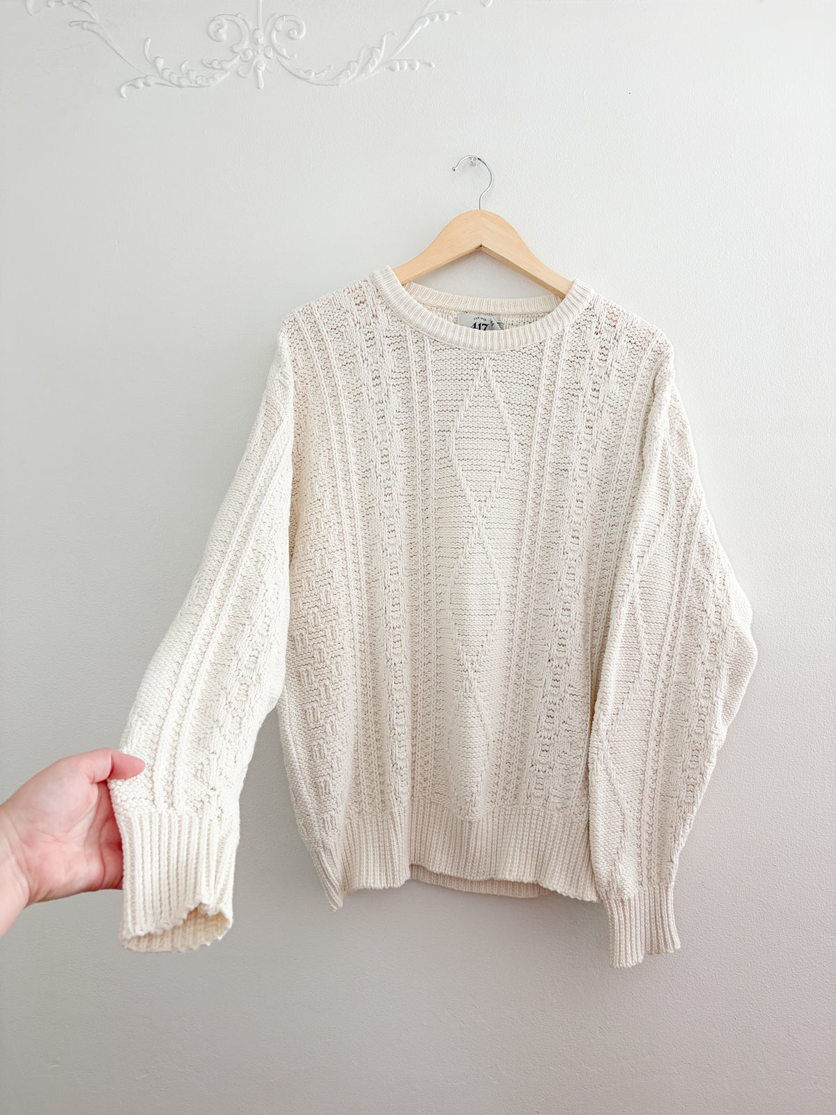 Vintage Cotton Cable Knit Sweater (L)