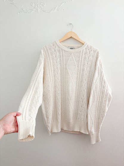 Vintage Cotton Cable Knit Sweater (L)