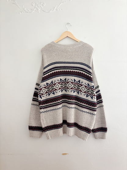 Vintage Nordic Cotton Sweater (L)
