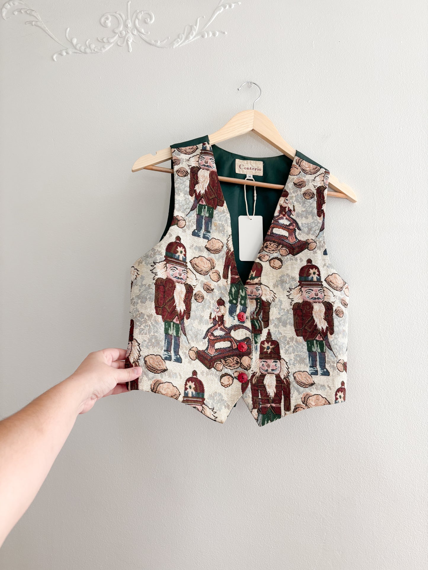 Vintage Nutcracker Green Tapestry Vest (M)