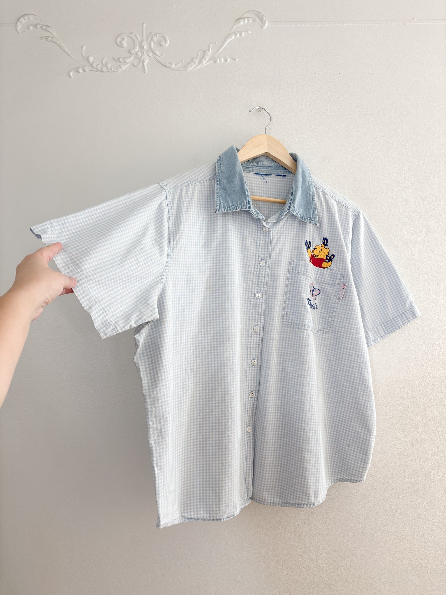Vintage Pooh Bear Gingham Button Up
