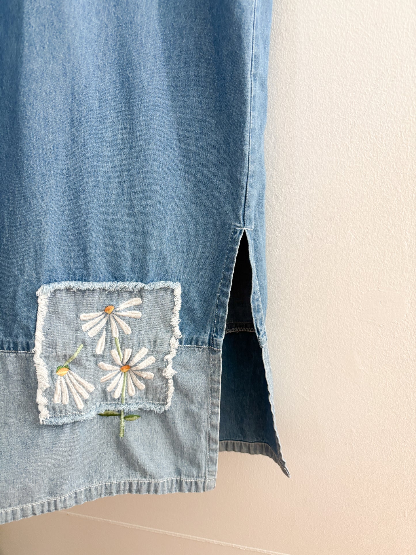 Vintage Floral Denim Dress (S)