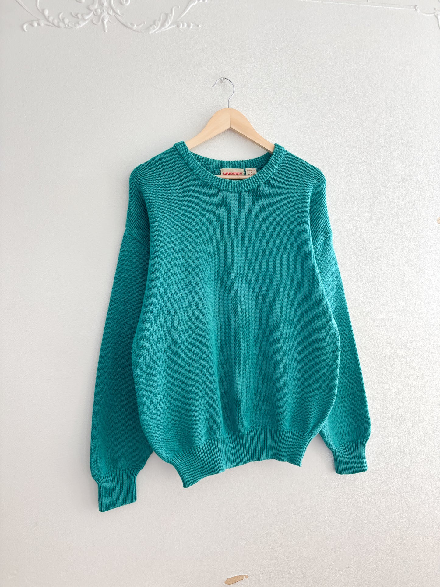 Vintage Teal Cotton Sweater (M)