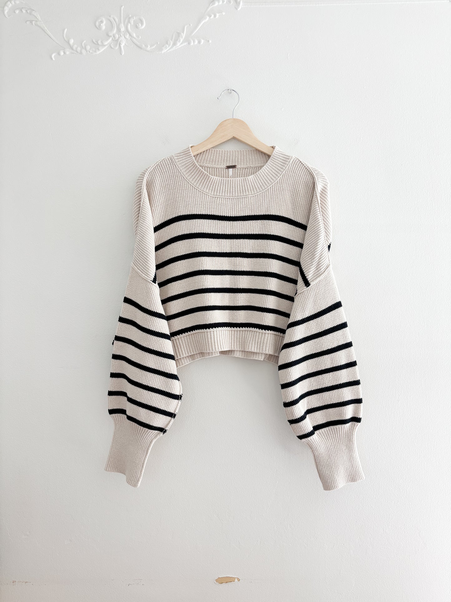 Free People Easy Street Striped Cropped Sweater (M)