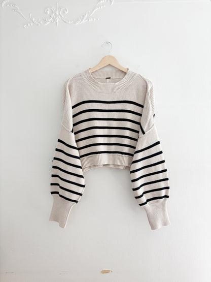 Free People Easy Street Striped Cropped Sweater (M)