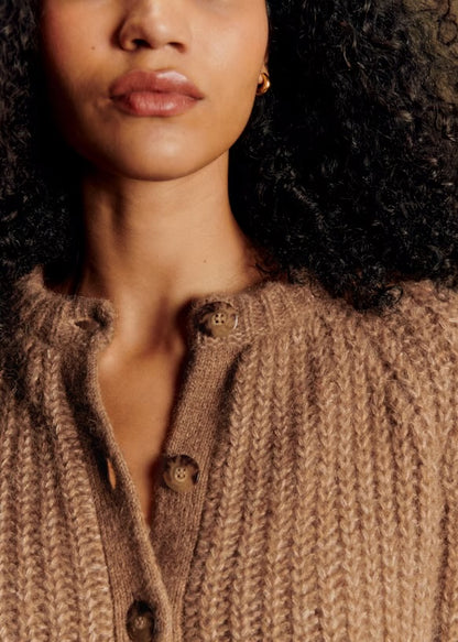 NWOT Sezane Emile Cardigan - Mottled Camel (XL)