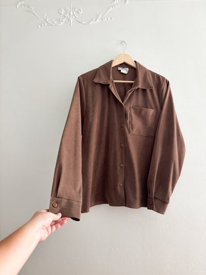 Vintage Faux Suede Button Up (M)