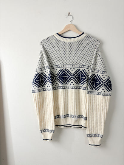 Vintage Blue Fair Isle Patterned Sweater