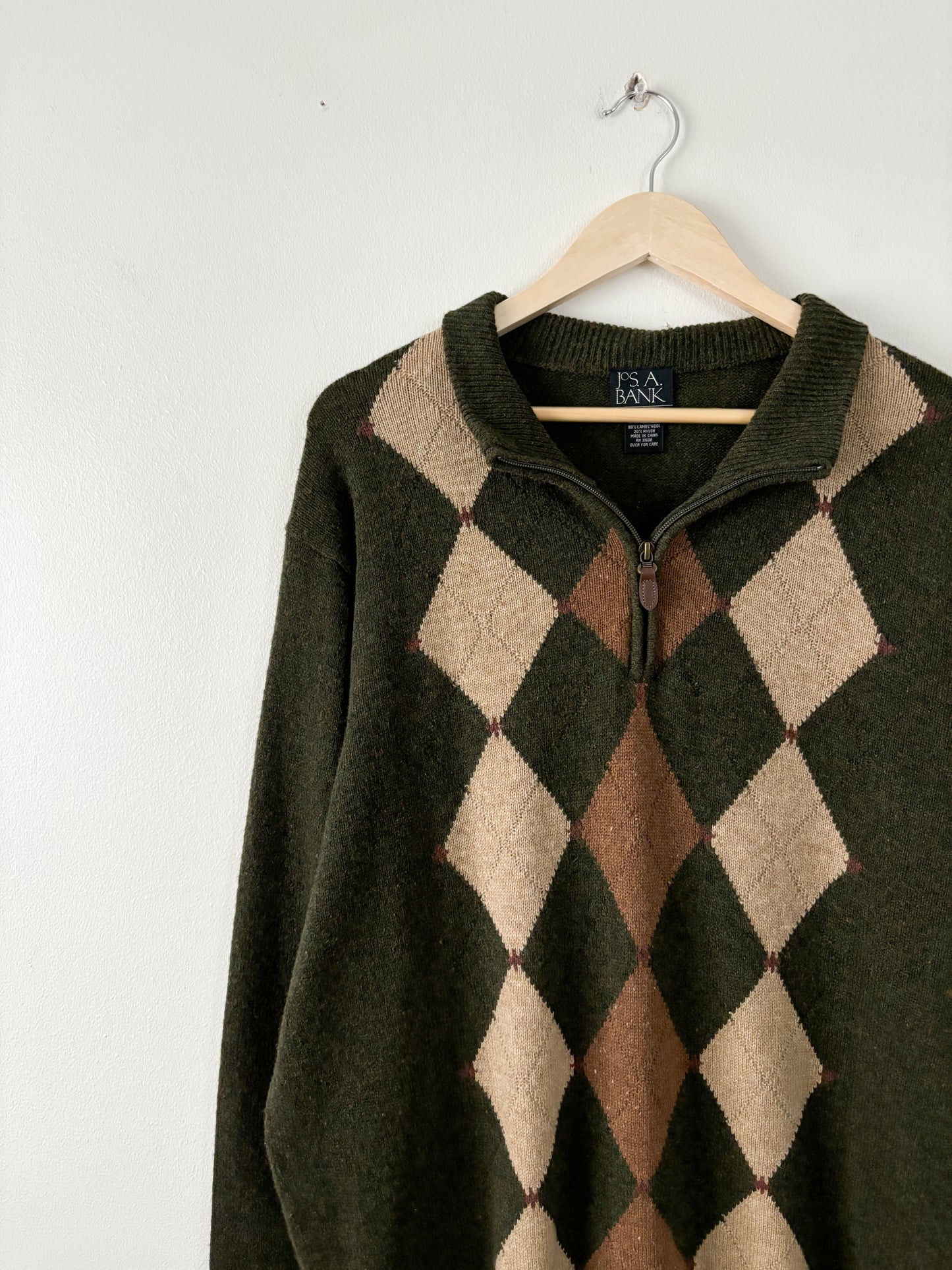 Vintage Argyle Patterned Quarter Zip