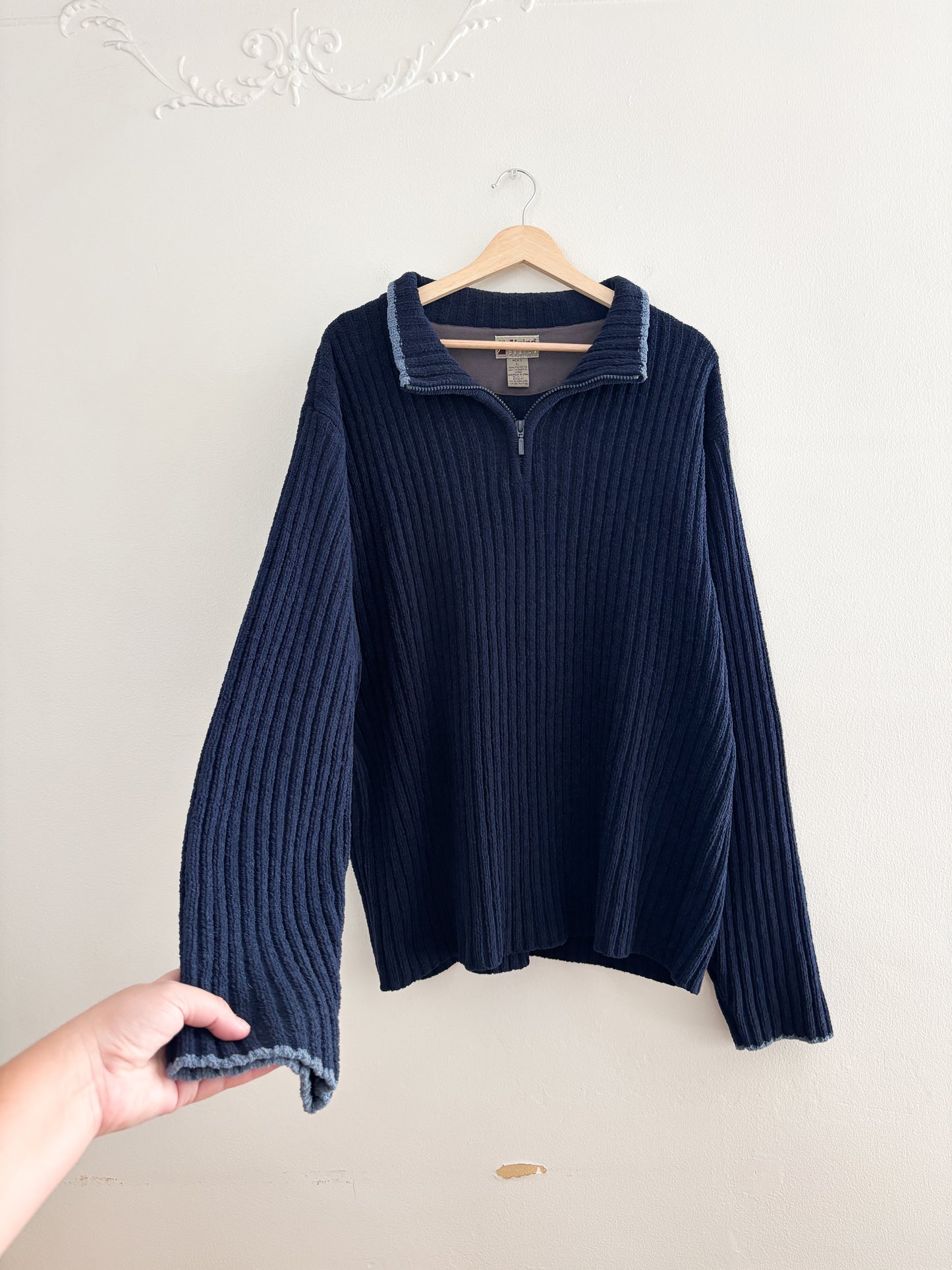 Vintage Chenille Ribbed Quarter Zip (XL)