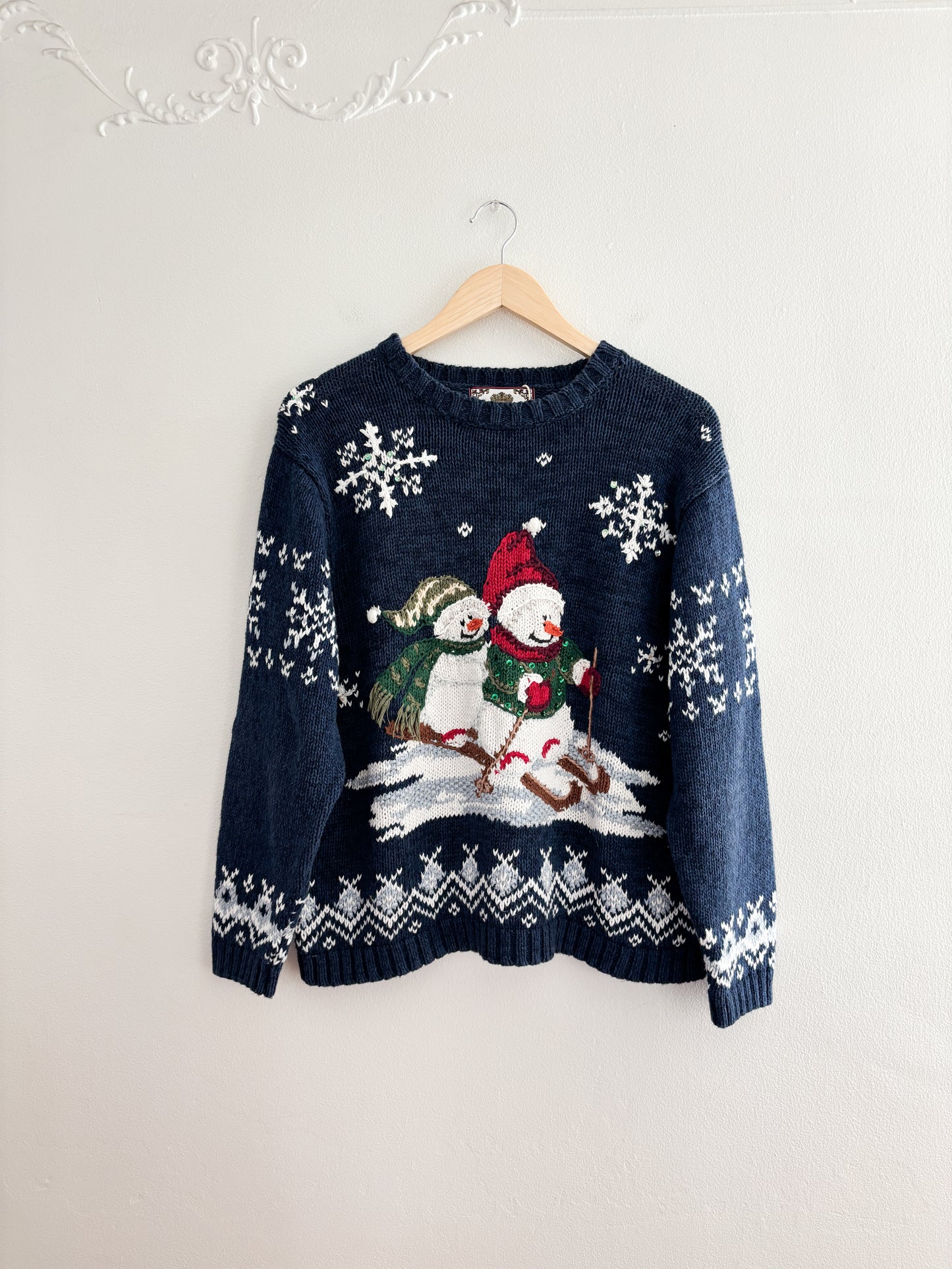 Vintage Snowman Knit Sweater (L)