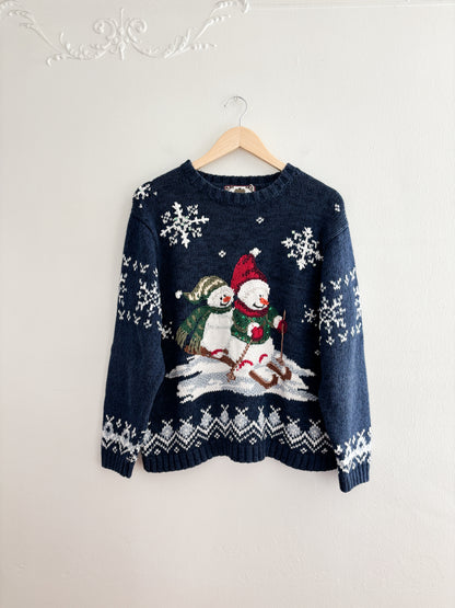 Vintage Snowman Knit Sweater (L)