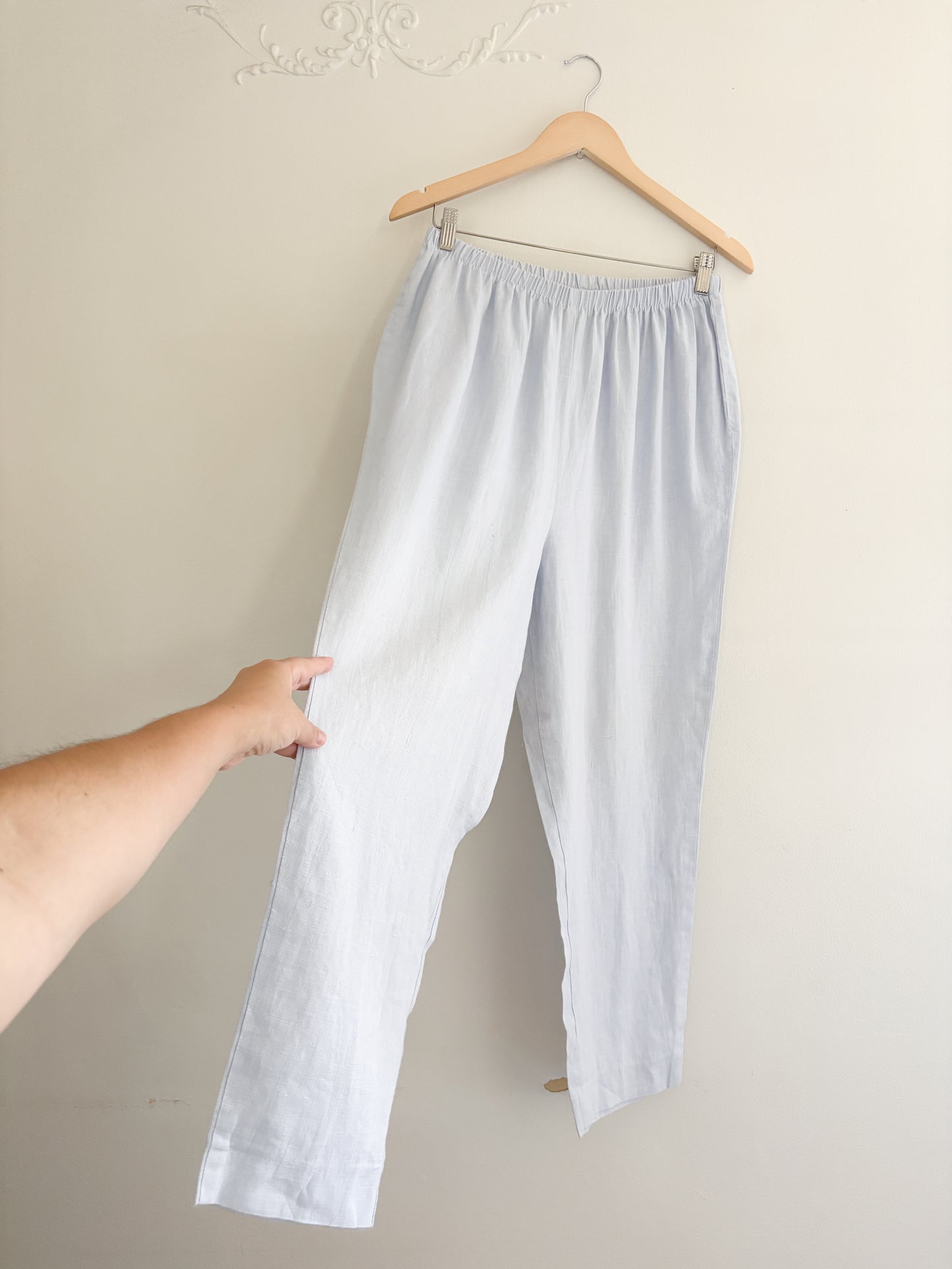 Vintage Baby Blue Linen Easy Pants