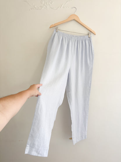 Vintage Baby Blue Linen Easy Pants