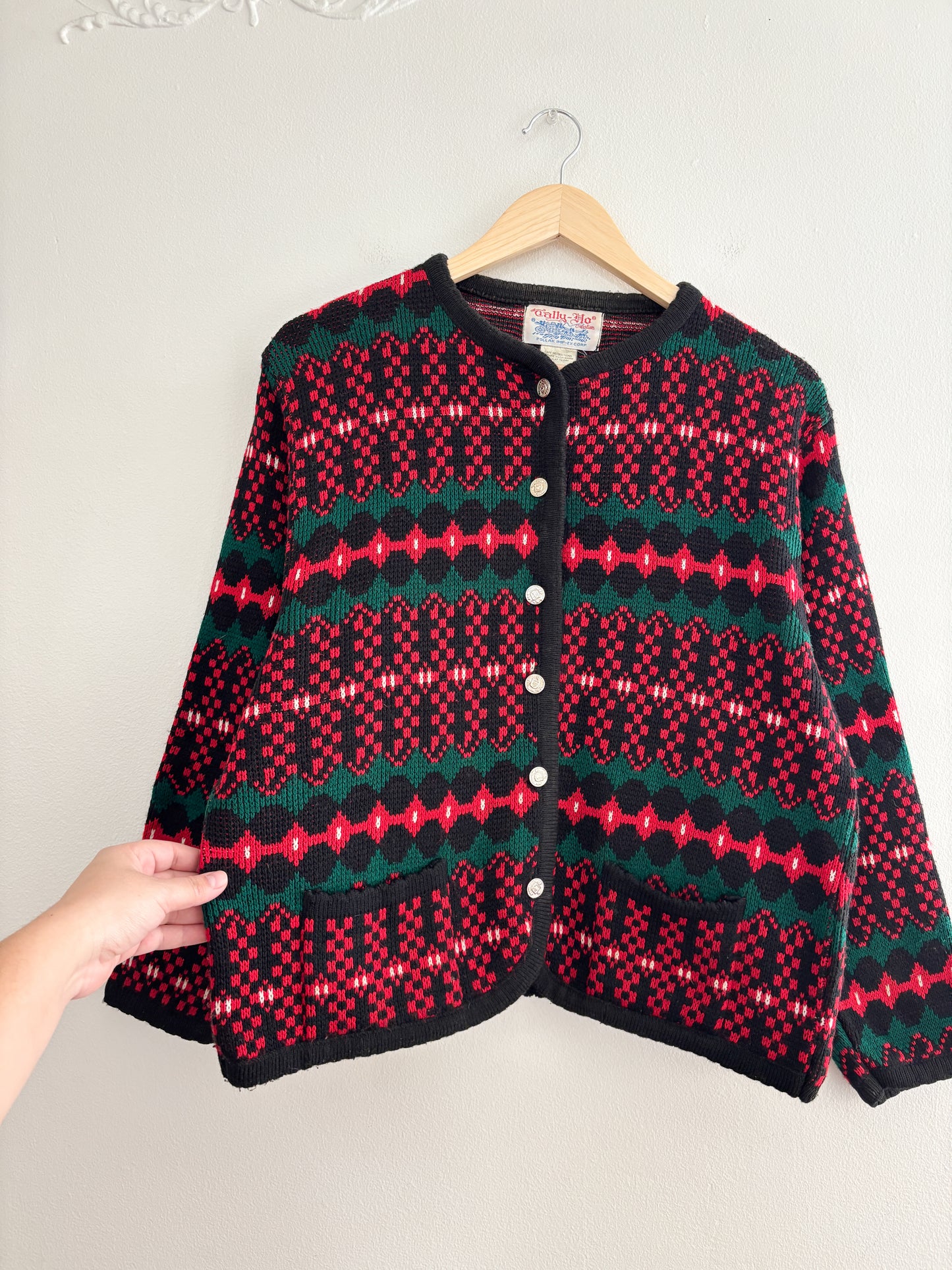 Vintage Christmas Patterned Cardigan (L)
