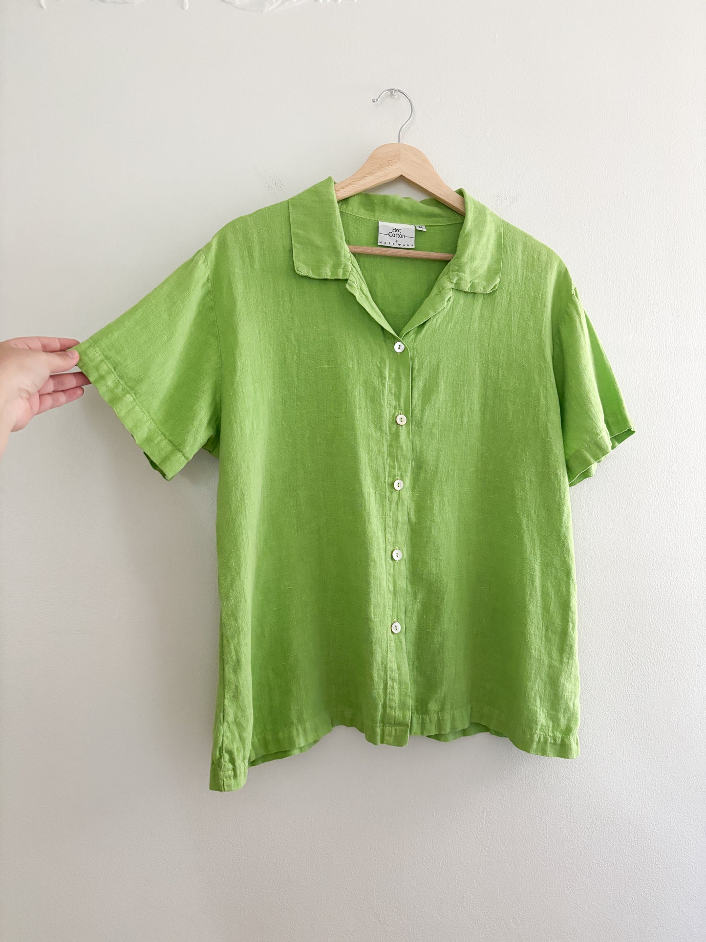 Vintage Hot Cotton Green button up (M)