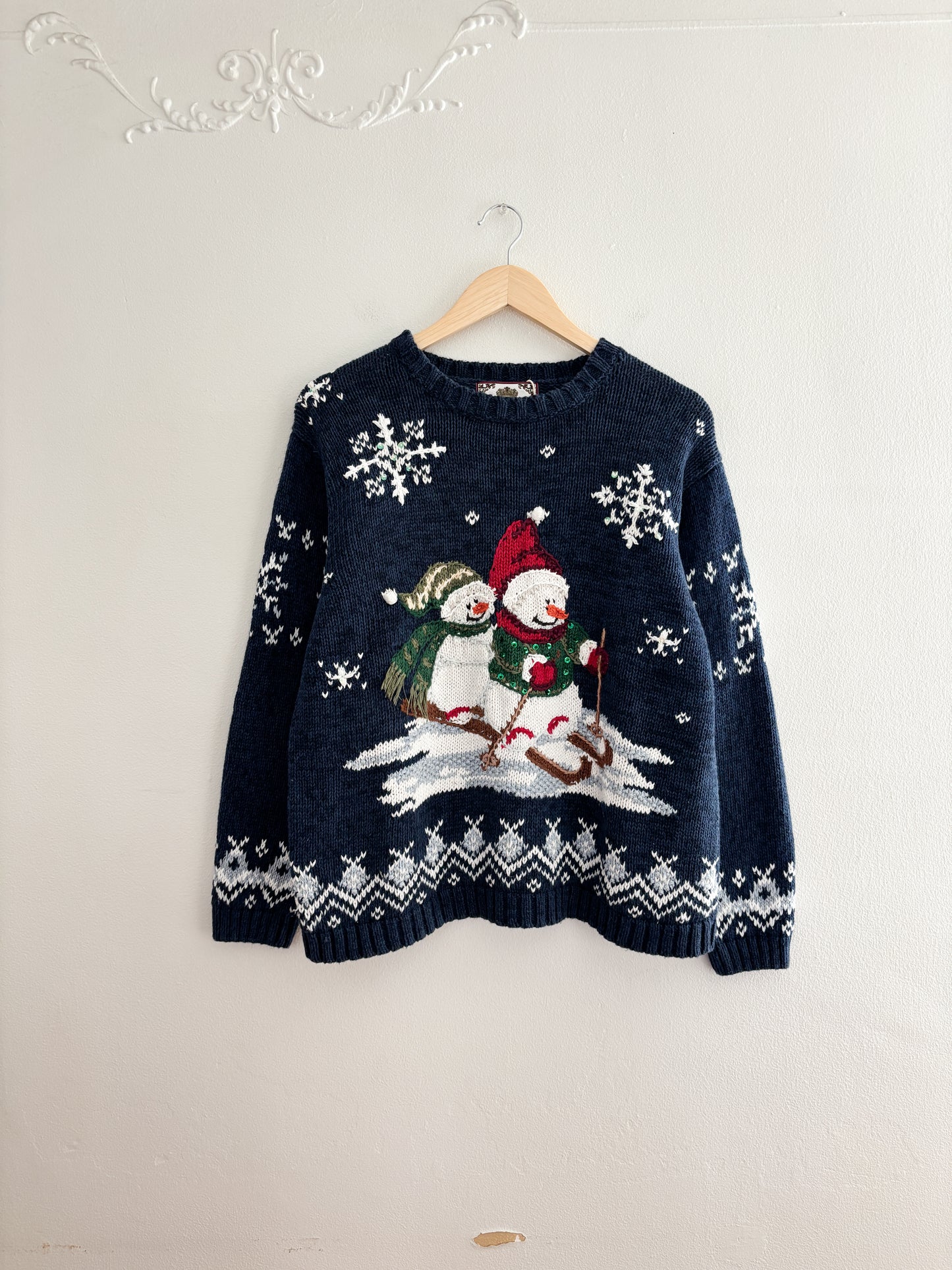 Vintage Snowman Knit Sweater (L)