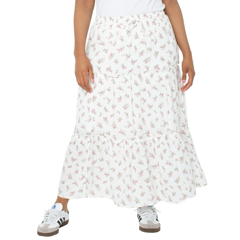 Pink Floral Tiered Skirt