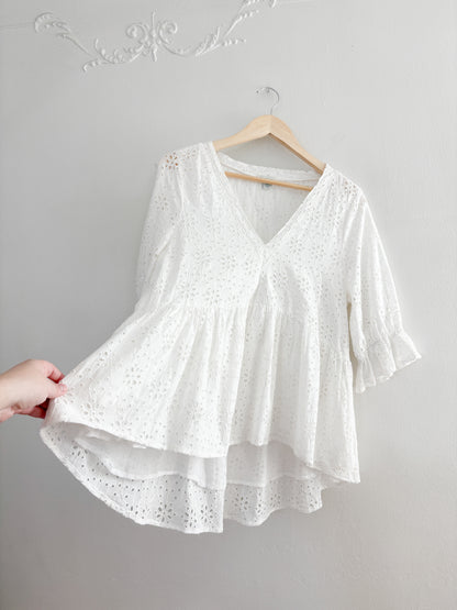 Sundance Eyelet Puff Sleeve Blouse (M)
