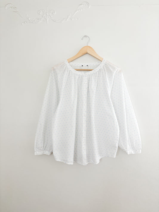 Blue polka dot blouse (L/XL)