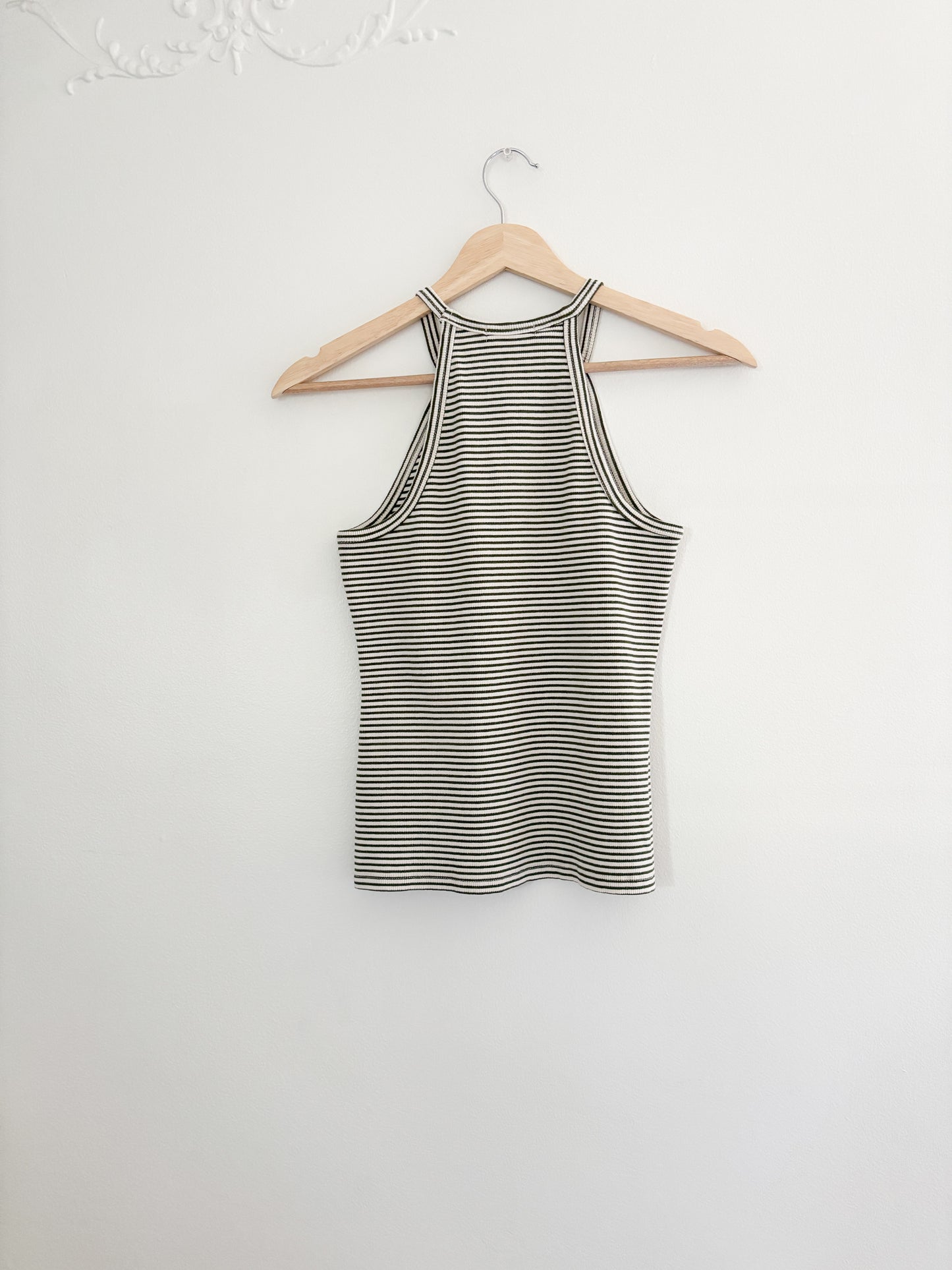 Green Striped Ribbed Tank (S)