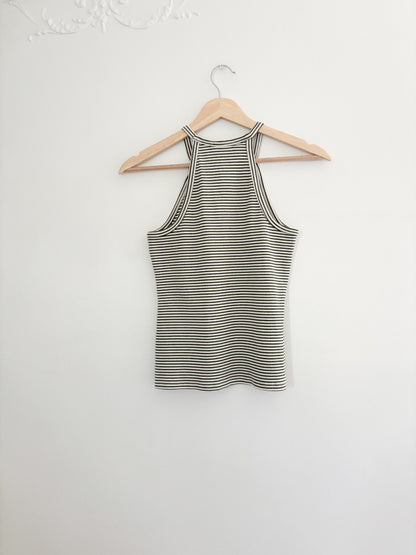 Green Striped Ribbed Tank (S)