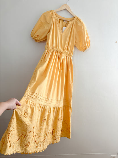 Moon River Yellow Puff Sleeve Dress (S)