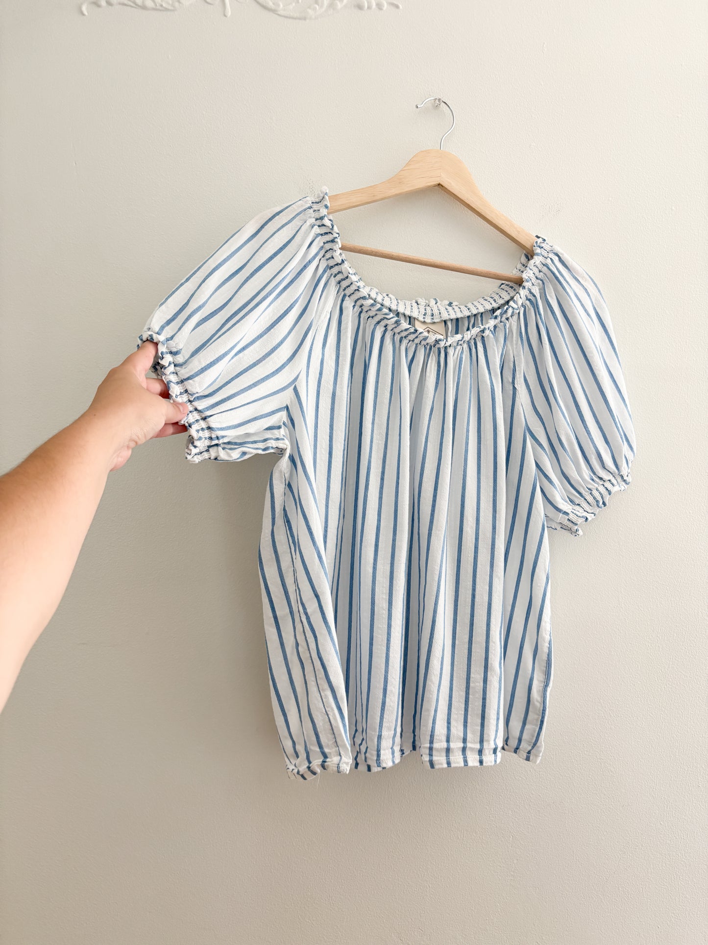 Striped Puff Sleeve Blouse (L)