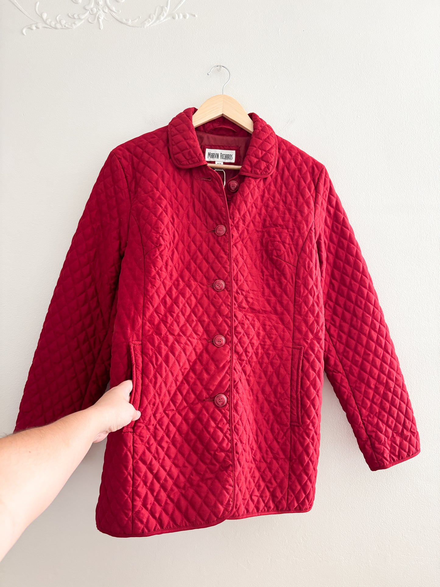 Vintage Red Quilted Puffer Jacket (M)
