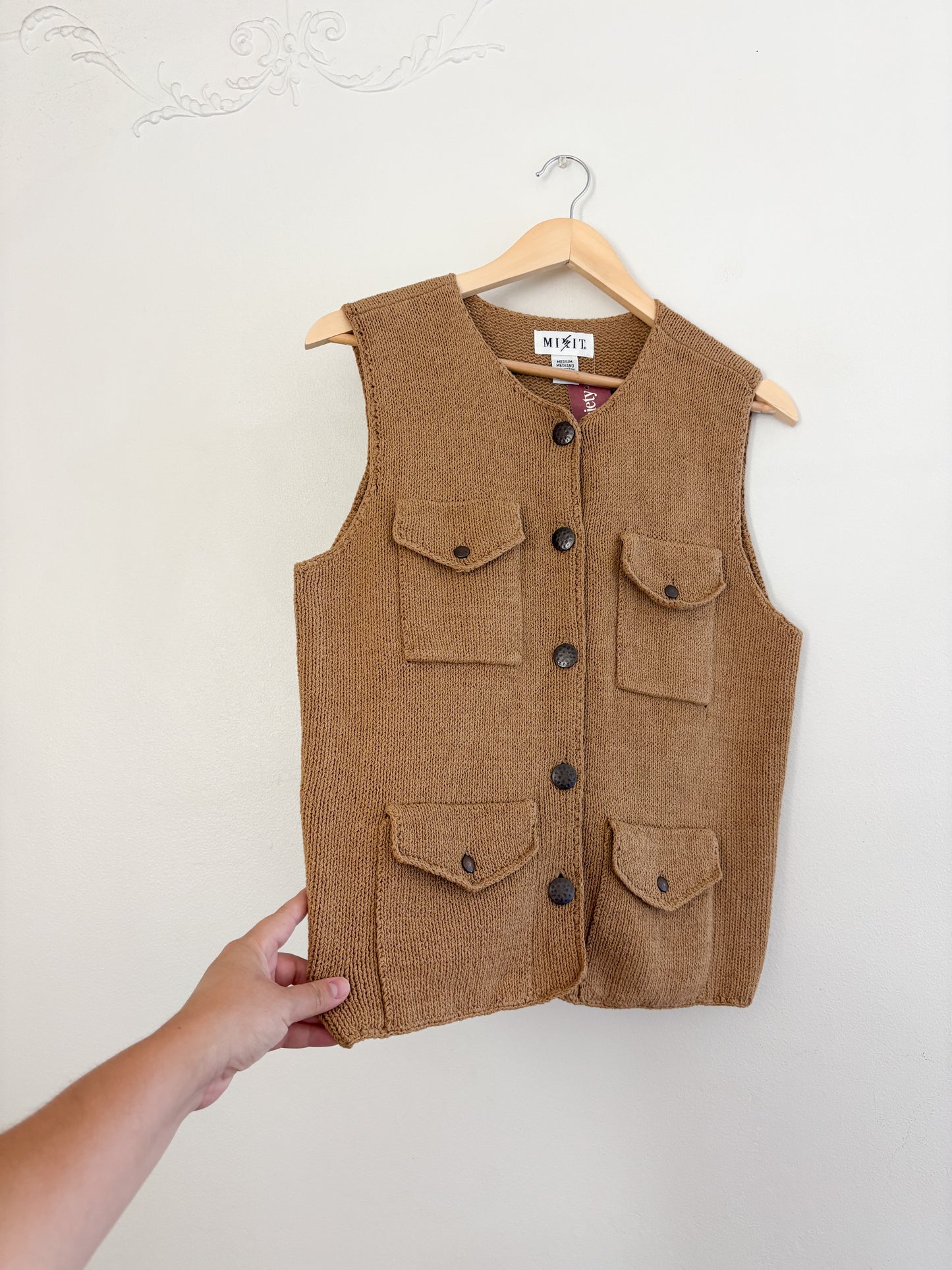 Vintage Brown Knit Vest (M)