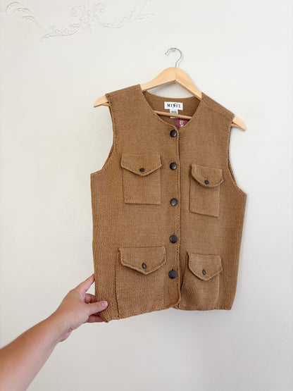 Vintage Brown Knit Vest (M)