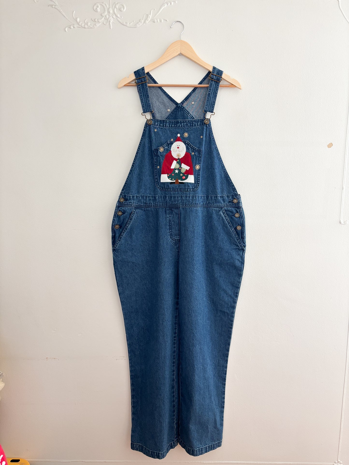 Vintage Holiday Denim Overalls (L)