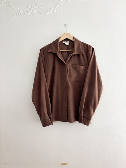 Vintage Faux Suede Button Up (M)