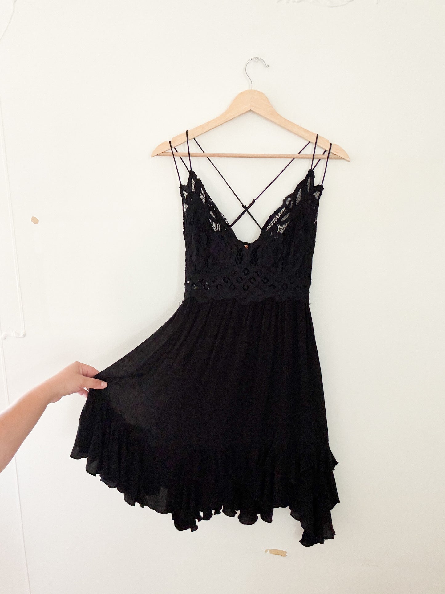 NWT Free People Black Adella Dress (M)