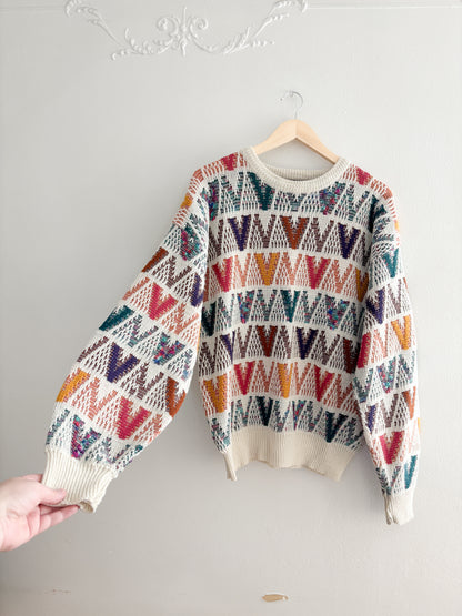 Vintage Patterned Sweater (L)