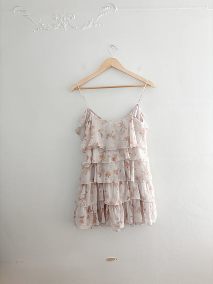 Floral Ruffle Mini Dress/Tunic (S)