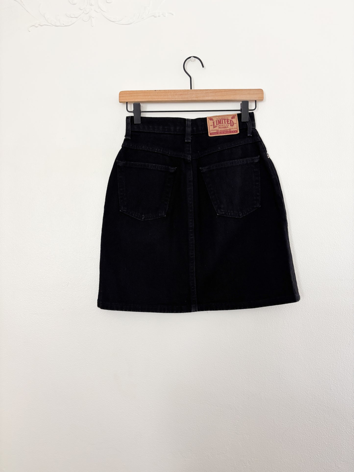 Vintage Black Denim Skirt (24”)