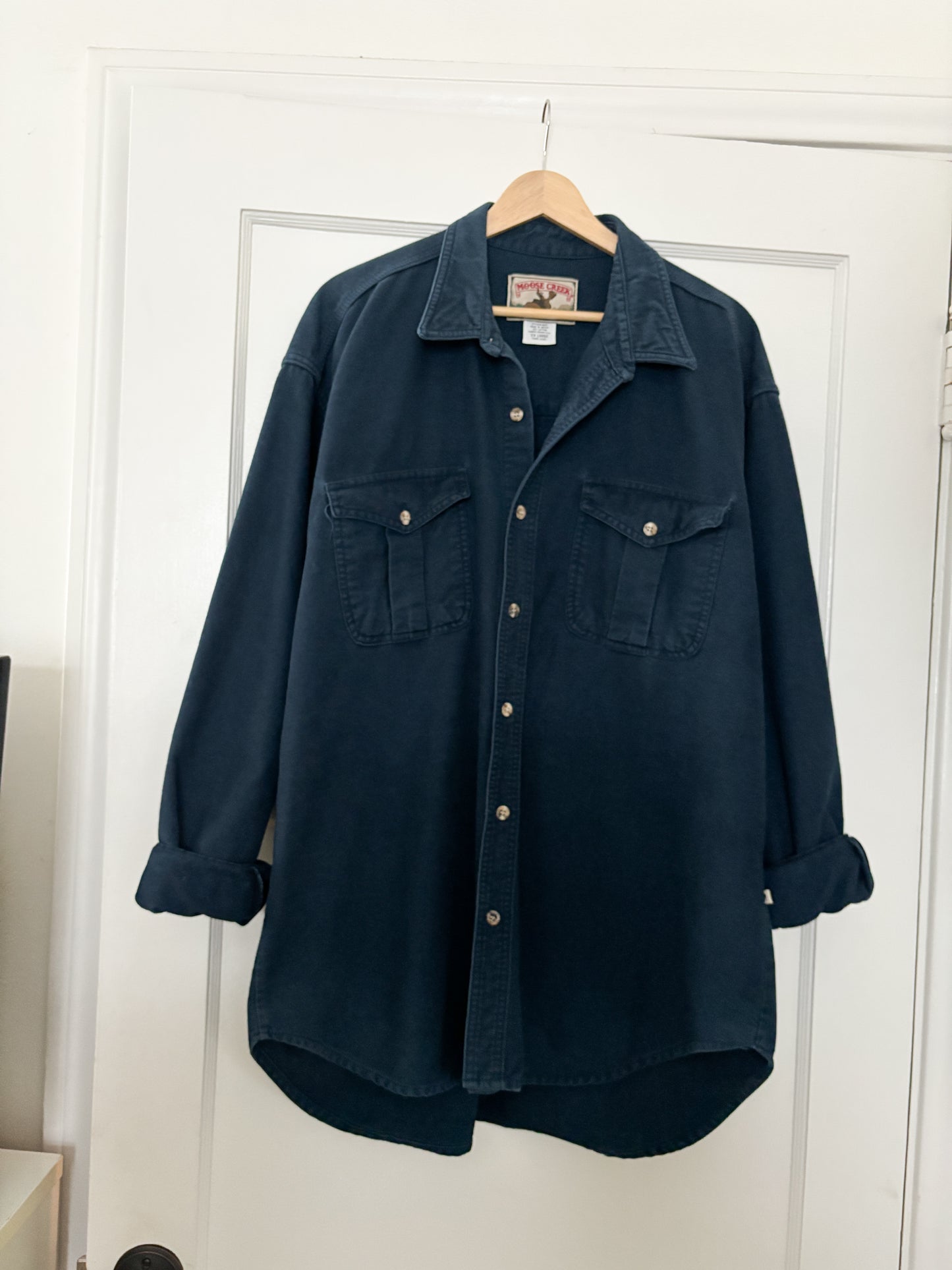 Vintage Navy Button Down Shirt (XXL)