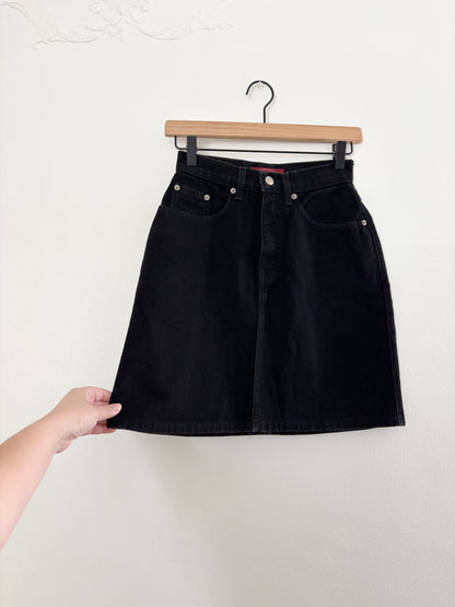 Vintage Black Denim Skirt (24”)