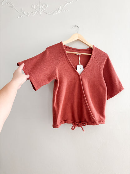 Madewell Drapey Ottoman Jacquard Wrap Top (S)