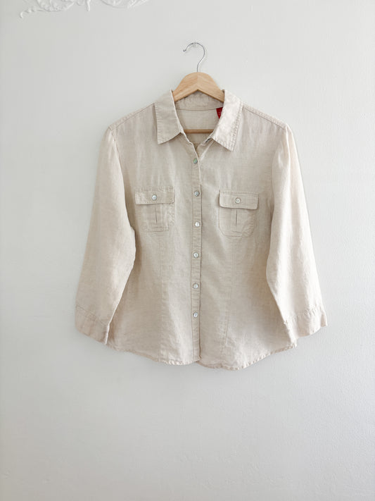 Vintage Linen Button Up (M)