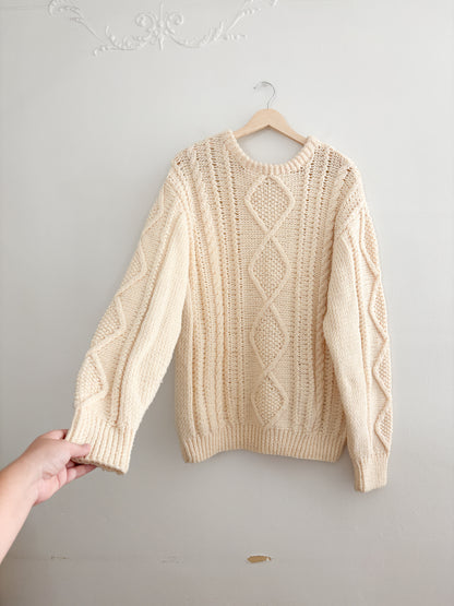Handknit Cable Knit Sweater