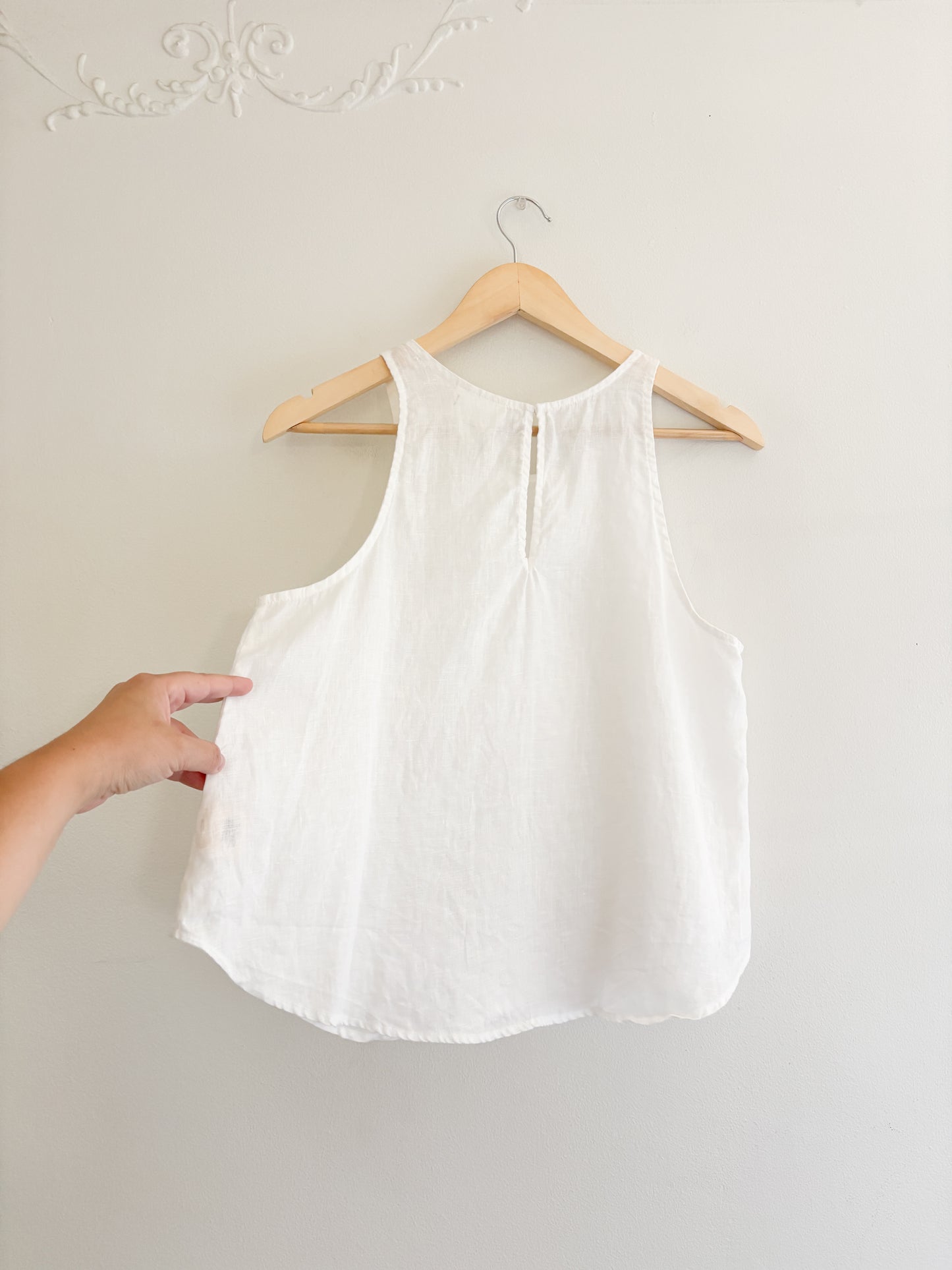 Maeve White Linen Tank Top (S)
