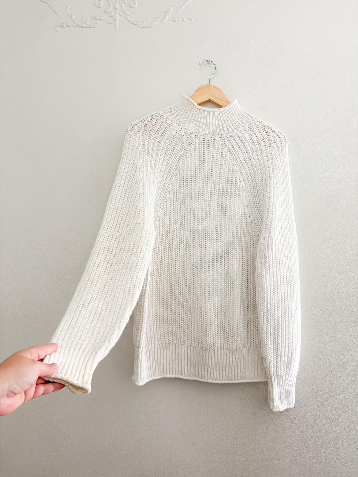 J Crew White Relaxed Rollneck Sweater (S)